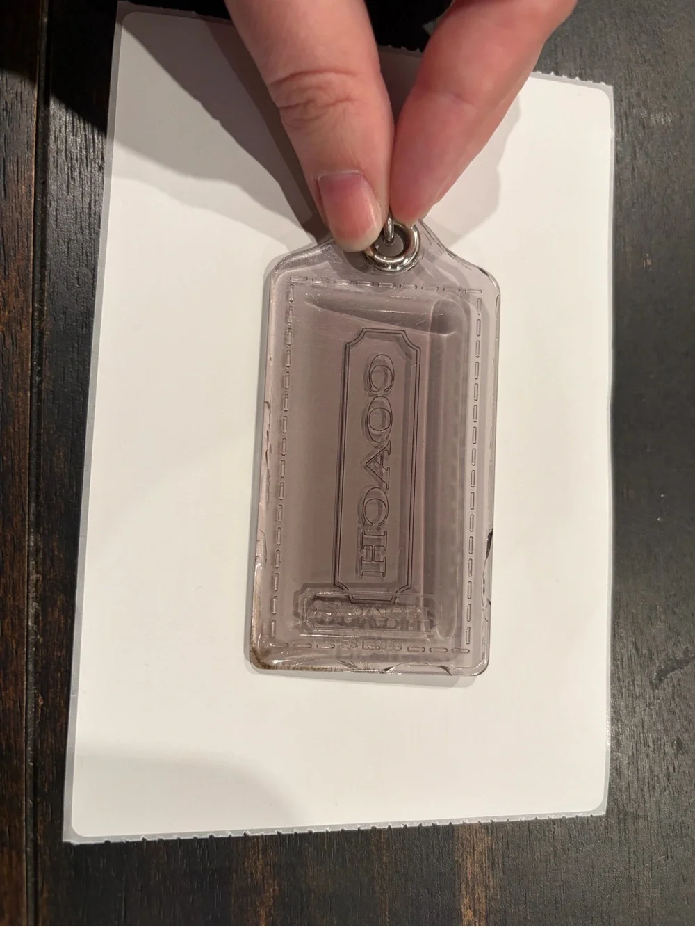 Coach Gray Acrylic Hangtag